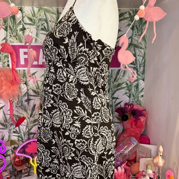 Ann Taylor Brown White Floral Maxi Halter Dress 0 Nice! - Picture 4 of 5